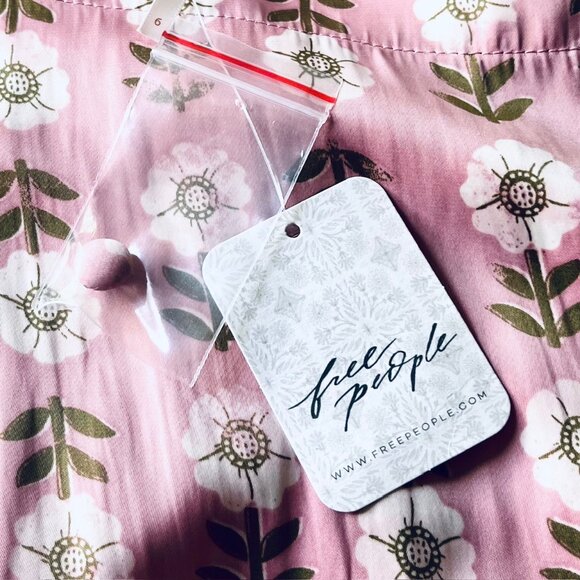 Free People Analise Polka Dot Button up Midi Skirt in Blush Combo (6) New/Tag - Picture 11 of 14